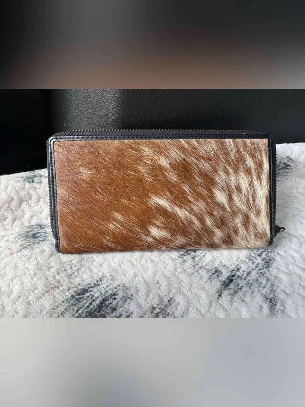STS Ranchwear calf hair HAIRON accordion leather wallet 8”x4”